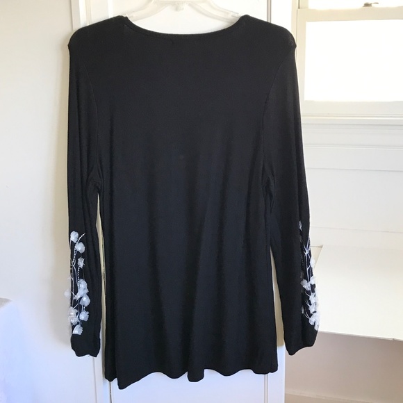 ALFANI Sweater Black with White Tulle Flowers Women’s 2X - Picture 3 of 16